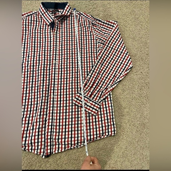 Men's GALAXY BY HARVIC checkered plaid long sleeve button down shirt - Picture 5 of 11